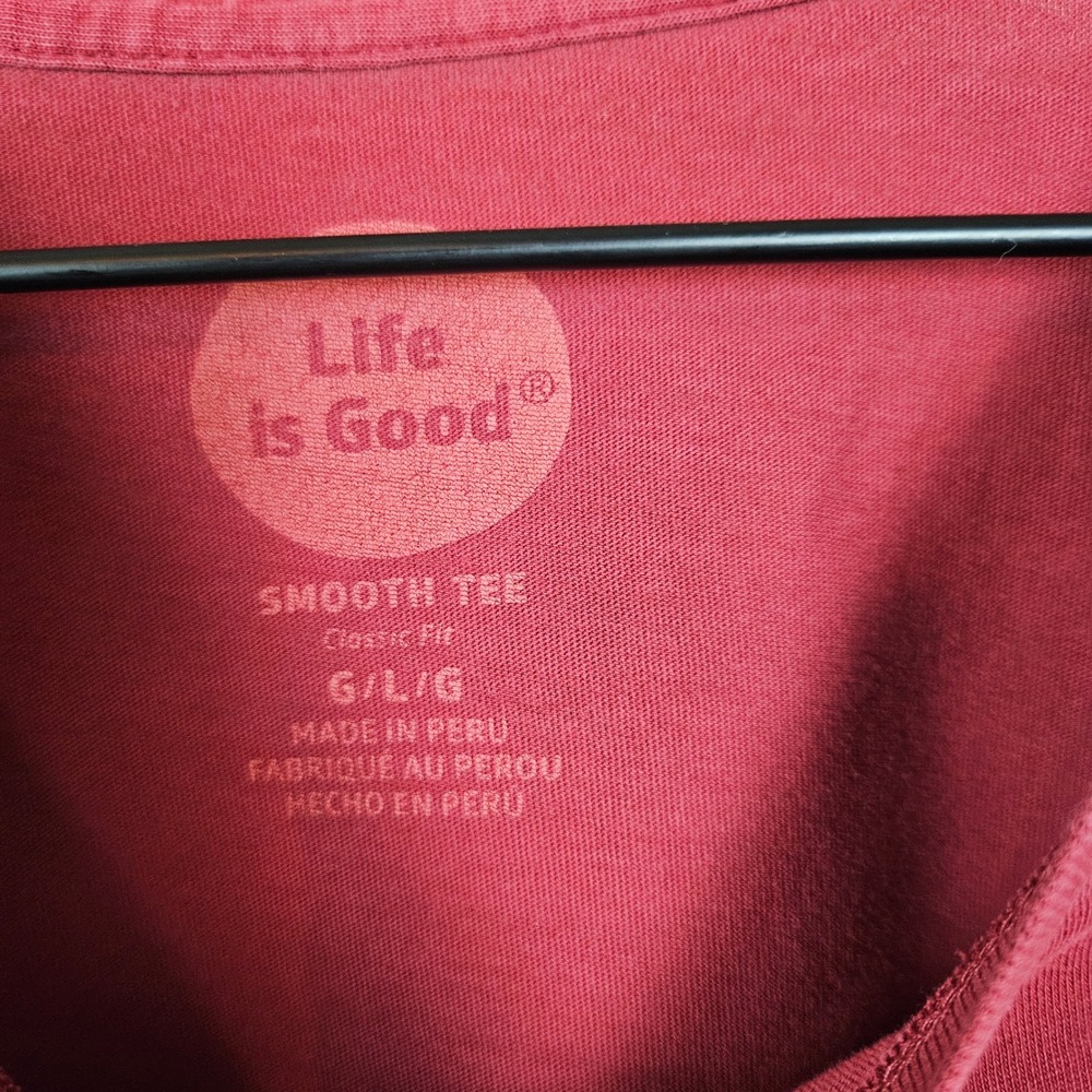 Life‎ Is Good Super Man Dad Dog Short Sleeve T-Shirt Sz L Smooth Tee Red - Picture 6 of 7